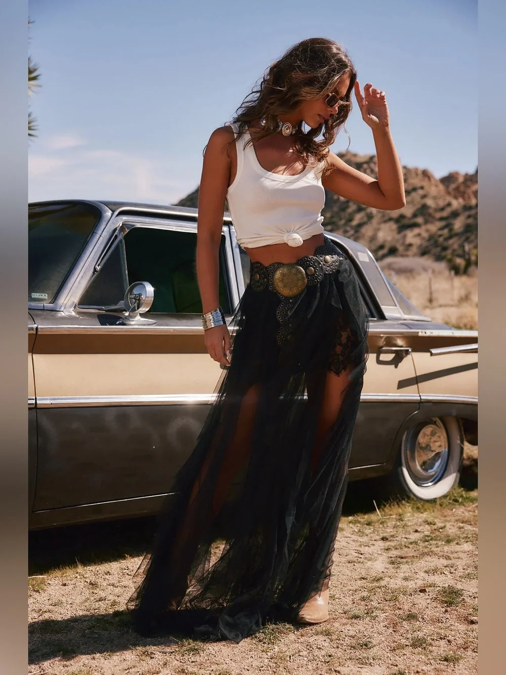 Rosalie Rock Black Tulle Maxi Skirt - Picture 4 of 9